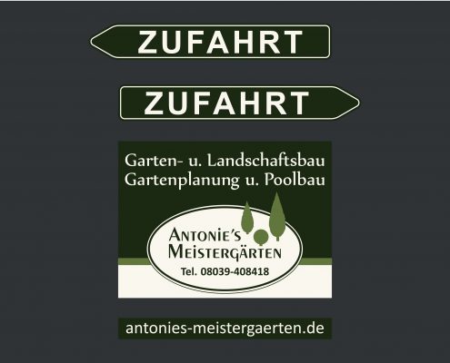 Meistergärten 3-teiliges Schild - Entwurf